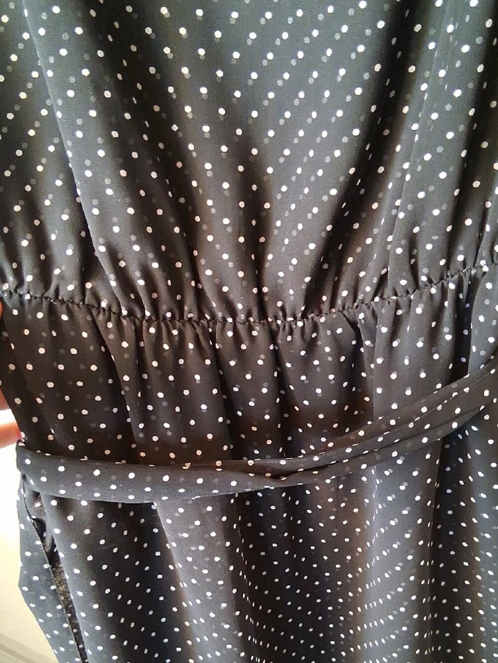 White House Black Market Black Polka Dot Midi Dress with Border Print - Picture 3 of 8